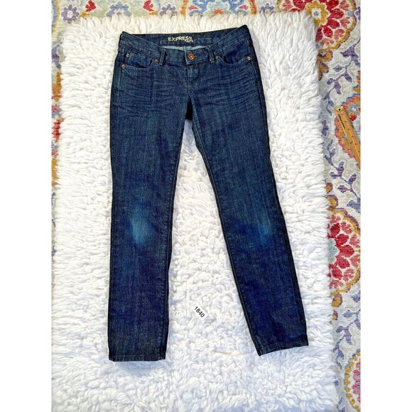 Express Zelda Skinny Womens Jeans Blue Sz 6 Short Dark Wash Skinny Stretch - Picture 2 of 9